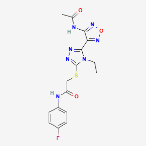 2-({5-[4-(acetylamino)-1,2,5-oxadiazol-3-yl]-4-ethyl-4H-1,2,4-triazol-3-yl}sulfanyl)-N-(4-fluorophenyl)acetamide