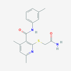 2-[(2-amino-2-oxoethyl)sulfanyl]-4,6-dimethyl-N-(3-methylphenyl)pyridine-3-carboxamide