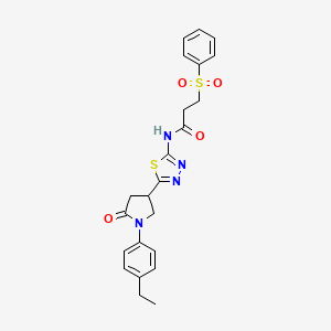 N-{5-[1-(4-ethylphenyl)-5-oxopyrrolidin-3-yl]-1,3,4-thiadiazol-2-yl}-3-(phenylsulfonyl)propanamide