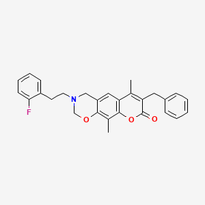 7-benzyl-3-[2-(2-fluorophenyl)ethyl]-6,10-dimethyl-3,4-dihydro-2H,8H-chromeno[6,7-e][1,3]oxazin-8-one