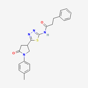 N-{5-[1-(4-methylphenyl)-5-oxopyrrolidin-3-yl]-1,3,4-thiadiazol-2-yl}-3-phenylpropanamide