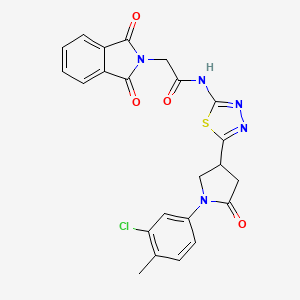 molecular formula C23H18ClN5O4S B11379985 N-{5-[1-(3-chloro-4-methylphenyl)-5-oxopyrrolidin-3-yl]-1,3,4-thiadiazol-2-yl}-2-(1,3-dioxo-1,3-dihydro-2H-isoindol-2-yl)acetamide 