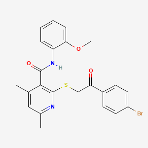 2-{[2-(4-bromophenyl)-2-oxoethyl]sulfanyl}-N-(2-methoxyphenyl)-4,6-dimethylpyridine-3-carboxamide