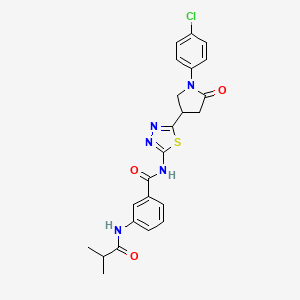 molecular formula C23H22ClN5O3S B11380072 N-{5-[1-(4-chlorophenyl)-5-oxopyrrolidin-3-yl]-1,3,4-thiadiazol-2-yl}-3-[(2-methylpropanoyl)amino]benzamide 