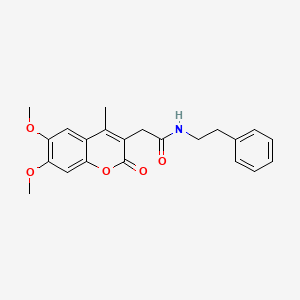 molecular formula C22H23NO5 B11380102 2-(6,7-dimethoxy-4-methyl-2-oxo-2H-chromen-3-yl)-N-(2-phenylethyl)acetamide 