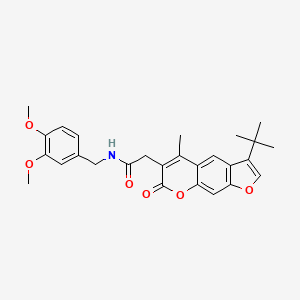 2-(3-tert-butyl-5-methyl-7-oxo-7H-furo[3,2-g]chromen-6-yl)-N-(3,4-dimethoxybenzyl)acetamide