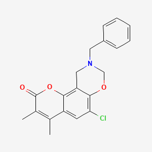 9-benzyl-6-chloro-3,4-dimethyl-9,10-dihydro-2H,8H-chromeno[8,7-e][1,3]oxazin-2-one