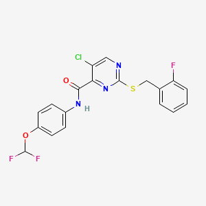 molecular formula C19H13ClF3N3O2S B11380130 5-chloro-N-[4-(difluoromethoxy)phenyl]-2-[(2-fluorobenzyl)sulfanyl]pyrimidine-4-carboxamide 