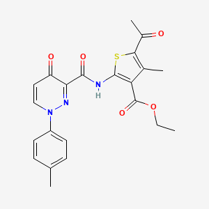 molecular formula C22H21N3O5S B11380160 Ethyl 5-acetyl-4-methyl-2-({[1-(4-methylphenyl)-4-oxo-1,4-dihydropyridazin-3-yl]carbonyl}amino)thiophene-3-carboxylate 