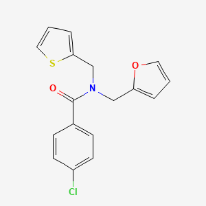 4-chloro-N-(furan-2-ylmethyl)-N-(thiophen-2-ylmethyl)benzamide