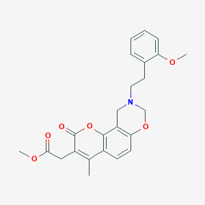 molecular formula C24H25NO6 B11380184 methyl {9-[2-(2-methoxyphenyl)ethyl]-4-methyl-2-oxo-9,10-dihydro-2H,8H-chromeno[8,7-e][1,3]oxazin-3-yl}acetate 