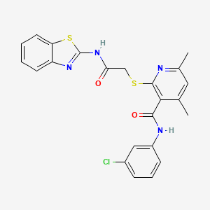 molecular formula C23H19ClN4O2S2 B11380195 2-{[2-(1,3-benzothiazol-2-ylamino)-2-oxoethyl]sulfanyl}-N-(3-chlorophenyl)-4,6-dimethylpyridine-3-carboxamide 