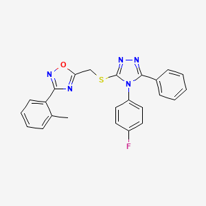 5-({[4-(4-fluorophenyl)-5-phenyl-4H-1,2,4-triazol-3-yl]sulfanyl}methyl)-3-(2-methylphenyl)-1,2,4-oxadiazole