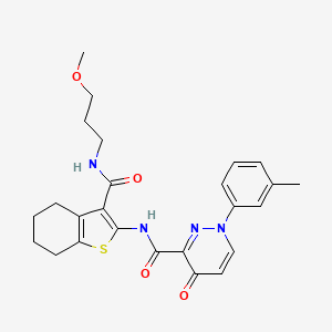 molecular formula C25H28N4O4S B11380296 N-{3-[(3-methoxypropyl)carbamoyl]-4,5,6,7-tetrahydro-1-benzothiophen-2-yl}-1-(3-methylphenyl)-4-oxo-1,4-dihydropyridazine-3-carboxamide 