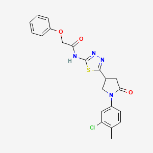 molecular formula C21H19ClN4O3S B11380304 N-{5-[1-(3-chloro-4-methylphenyl)-5-oxopyrrolidin-3-yl]-1,3,4-thiadiazol-2-yl}-2-phenoxyacetamide 