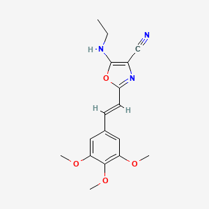 molecular formula C17H19N3O4 B11380309 5-(ethylamino)-2-[(E)-2-(3,4,5-trimethoxyphenyl)ethenyl]-1,3-oxazole-4-carbonitrile 