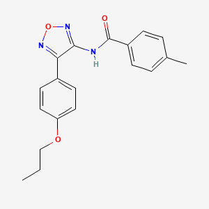 molecular formula C19H19N3O3 B11380318 4-methyl-N-[4-(4-propoxyphenyl)-1,2,5-oxadiazol-3-yl]benzamide 