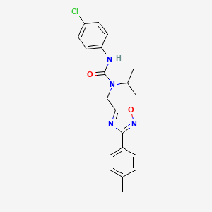 molecular formula C20H21ClN4O2 B11380325 3-(4-Chlorophenyl)-1-{[3-(4-methylphenyl)-1,2,4-oxadiazol-5-yl]methyl}-1-propan-2-ylurea 