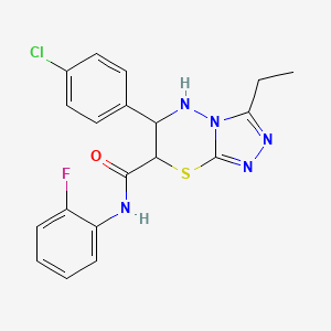 molecular formula C19H17ClFN5OS B11380331 6-(4-chlorophenyl)-3-ethyl-N-(2-fluorophenyl)-6,7-dihydro-5H-[1,2,4]triazolo[3,4-b][1,3,4]thiadiazine-7-carboxamide 