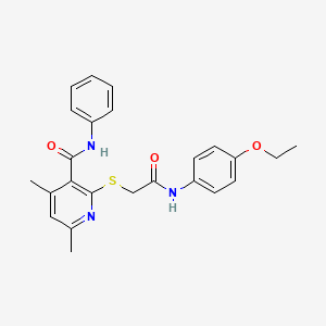 molecular formula C24H25N3O3S B11380381 2-({2-[(4-ethoxyphenyl)amino]-2-oxoethyl}sulfanyl)-4,6-dimethyl-N-phenylpyridine-3-carboxamide 