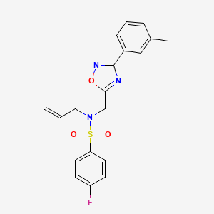 molecular formula C19H18FN3O3S B11380383 4-fluoro-N-{[3-(3-methylphenyl)-1,2,4-oxadiazol-5-yl]methyl}-N-(prop-2-en-1-yl)benzenesulfonamide 