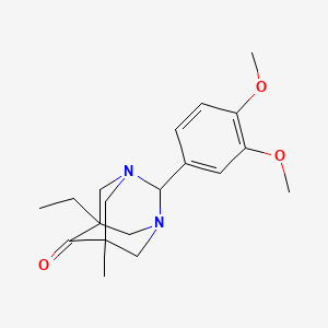 molecular formula C19H26N2O3 B11380470 2-(3,4-Dimethoxyphenyl)-5-ethyl-7-methyl-1,3-diazatricyclo[3.3.1.1~3,7~]decan-6-one 