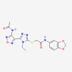 2-({5-[4-(acetylamino)-1,2,5-oxadiazol-3-yl]-4-ethyl-4H-1,2,4-triazol-3-yl}sulfanyl)-N-(1,3-benzodioxol-5-yl)acetamide