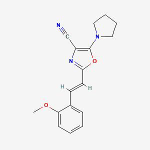 molecular formula C17H17N3O2 B11380509 2-[(E)-2-(2-methoxyphenyl)ethenyl]-5-(pyrrolidin-1-yl)-1,3-oxazole-4-carbonitrile 