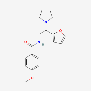 molecular formula C18H22N2O3 B11380536 N-[2-(furan-2-yl)-2-(pyrrolidin-1-yl)ethyl]-4-methoxybenzamide 