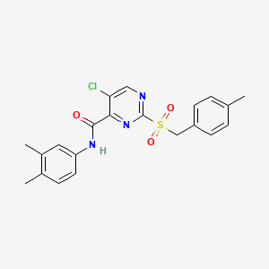 molecular formula C21H20ClN3O3S B11380542 5-chloro-N-(3,4-dimethylphenyl)-2-[(4-methylbenzyl)sulfonyl]pyrimidine-4-carboxamide 