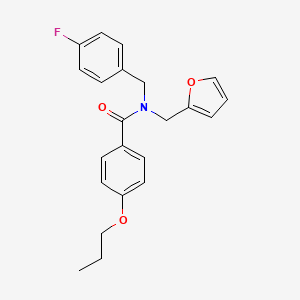 molecular formula C22H22FNO3 B11380569 N-(4-fluorobenzyl)-N-(furan-2-ylmethyl)-4-propoxybenzamide 