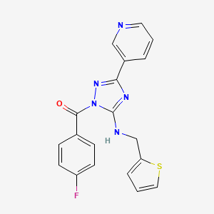 molecular formula C19H14FN5OS B11380680 (4-fluorophenyl){3-(pyridin-3-yl)-5-[(thiophen-2-ylmethyl)amino]-1H-1,2,4-triazol-1-yl}methanone 