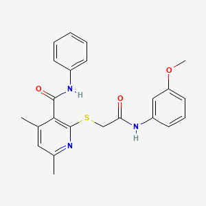 molecular formula C23H23N3O3S B11380695 2-({2-[(3-methoxyphenyl)amino]-2-oxoethyl}sulfanyl)-4,6-dimethyl-N-phenylpyridine-3-carboxamide 