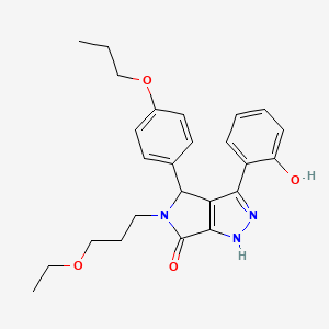 molecular formula C25H29N3O4 B11380712 5-(3-ethoxypropyl)-3-(2-hydroxyphenyl)-4-(4-propoxyphenyl)-4,5-dihydropyrrolo[3,4-c]pyrazol-6(1H)-one 