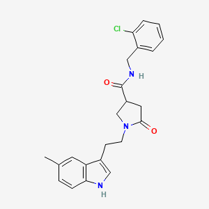 molecular formula C23H24ClN3O2 B11380737 N-(2-chlorobenzyl)-1-[2-(5-methyl-1H-indol-3-yl)ethyl]-5-oxopyrrolidine-3-carboxamide 