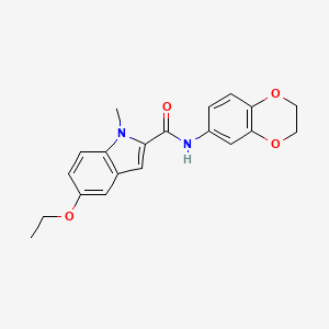 molecular formula C20H20N2O4 B11380745 N-(2,3-dihydro-1,4-benzodioxin-6-yl)-5-ethoxy-1-methyl-1H-indole-2-carboxamide 