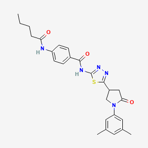 N-{5-[1-(3,5-dimethylphenyl)-5-oxopyrrolidin-3-yl]-1,3,4-thiadiazol-2-yl}-4-(pentanoylamino)benzamide