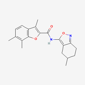 molecular formula C20H22N2O3 B11380773 3,6,7-trimethyl-N-(5-methyl-4,5,6,7-tetrahydro-2,1-benzoxazol-3-yl)-1-benzofuran-2-carboxamide 