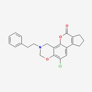 molecular formula C22H20ClNO3 B11380785 11-Chloro-3-phenethyl-3,4,8,9-tetrahydro-2H-cyclopenta[3,4]chromeno[8,7-E][1,3]oxazin-6(7H)-one 