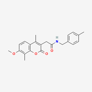 molecular formula C22H23NO4 B11380799 2-(7-methoxy-4,8-dimethyl-2-oxo-2H-chromen-3-yl)-N-(4-methylbenzyl)acetamide 