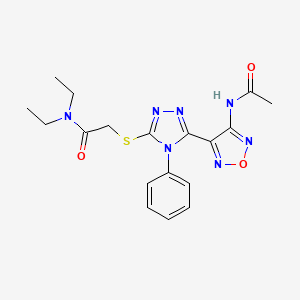 molecular formula C18H21N7O3S B11380871 2-({5-[4-(acetylamino)-1,2,5-oxadiazol-3-yl]-4-phenyl-4H-1,2,4-triazol-3-yl}sulfanyl)-N,N-diethylacetamide 