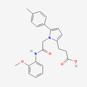 molecular formula C23H24N2O4 B11380924 3-[1-{2-[(2-methoxyphenyl)amino]-2-oxoethyl}-5-(4-methylphenyl)-1H-pyrrol-2-yl]propanoic acid 