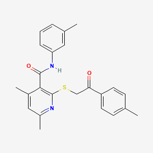 molecular formula C24H24N2O2S B11380941 4,6-dimethyl-N-(3-methylphenyl)-2-{[2-(4-methylphenyl)-2-oxoethyl]sulfanyl}pyridine-3-carboxamide 