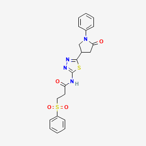 N-[5-(5-oxo-1-phenylpyrrolidin-3-yl)-1,3,4-thiadiazol-2-yl]-3-(phenylsulfonyl)propanamide