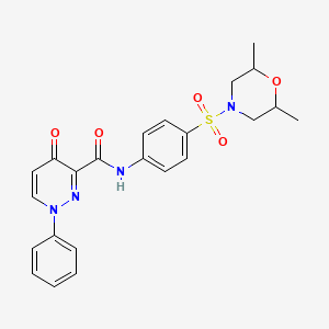 molecular formula C23H24N4O5S B11380997 N-{4-[(2,6-dimethylmorpholin-4-yl)sulfonyl]phenyl}-4-oxo-1-phenyl-1,4-dihydropyridazine-3-carboxamide 