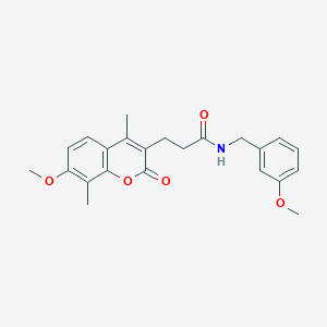 molecular formula C23H25NO5 B11381042 N-(3-methoxybenzyl)-3-(7-methoxy-4,8-dimethyl-2-oxo-2H-chromen-3-yl)propanamide 