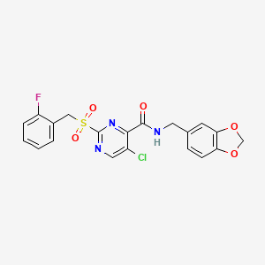 N-(1,3-benzodioxol-5-ylmethyl)-5-chloro-2-[(2-fluorobenzyl)sulfonyl]pyrimidine-4-carboxamide