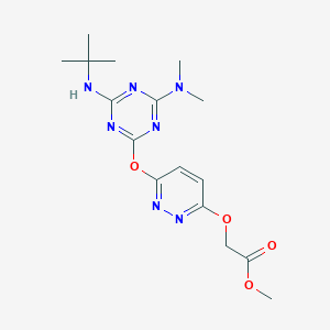 molecular formula C16H23N7O4 B11381082 Methyl [(6-{[4-(tert-butylamino)-6-(dimethylamino)-1,3,5-triazin-2-yl]oxy}pyridazin-3-yl)oxy]acetate 