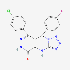 10-(4-chlorophenyl)-8-(4-fluorophenyl)-2,4,5,6,7,11,12-heptazatricyclo[7.4.0.03,7]trideca-1(9),3,5,10-tetraen-13-one