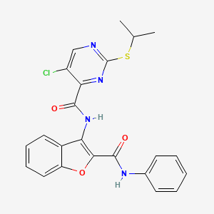 molecular formula C23H19ClN4O3S B11381144 5-chloro-N-[2-(phenylcarbamoyl)-1-benzofuran-3-yl]-2-(propan-2-ylsulfanyl)pyrimidine-4-carboxamide 